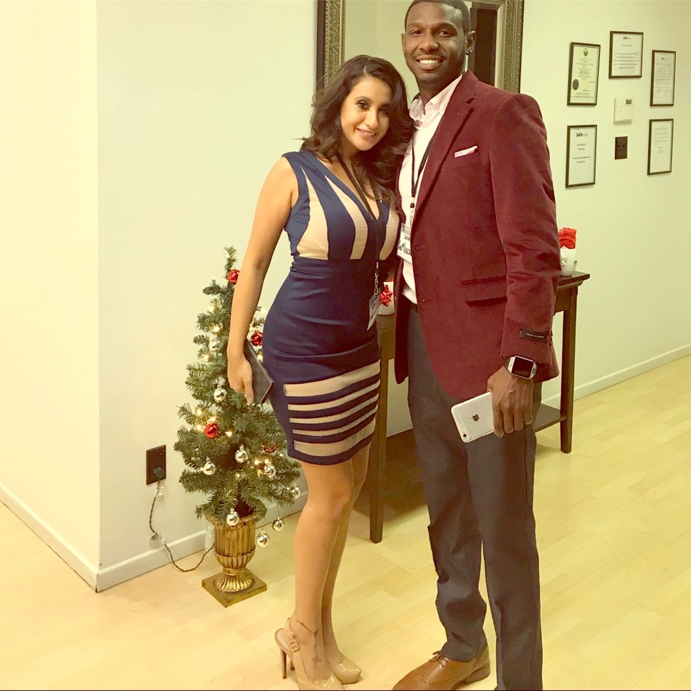 Royal blue and nude dress, worn once to an event.